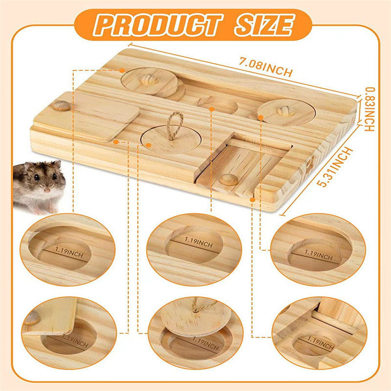 Wooden Hamster Feeder Household Feeding Snack Dispenser