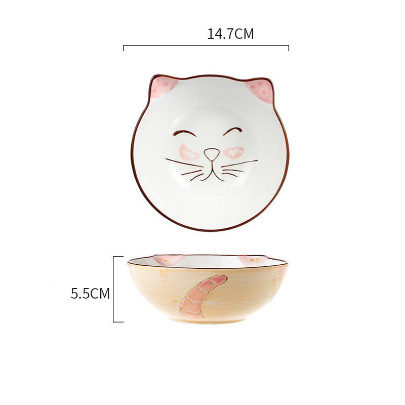 Ceramic Cat Bowl Shelf Protects The Cervical Spine