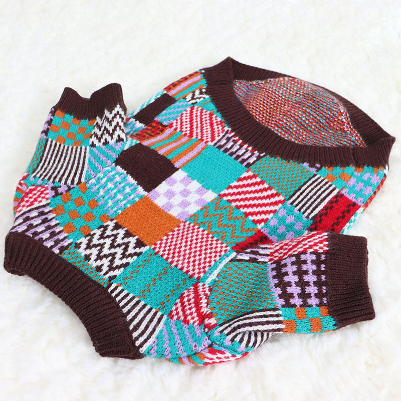 Fashion Pet Dog Beggar Outfit Contrast Sweater