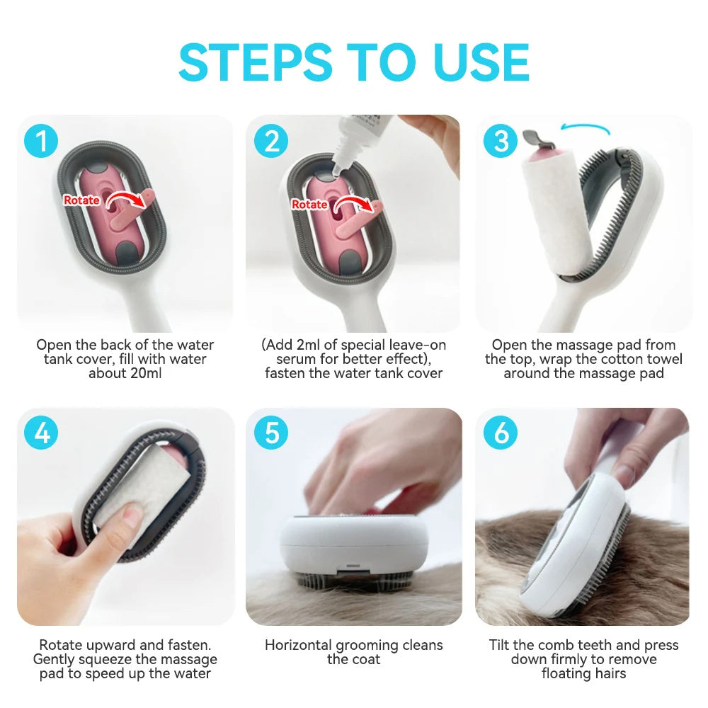 Cat Hair Brush With Water, Sticky Brush For Cats