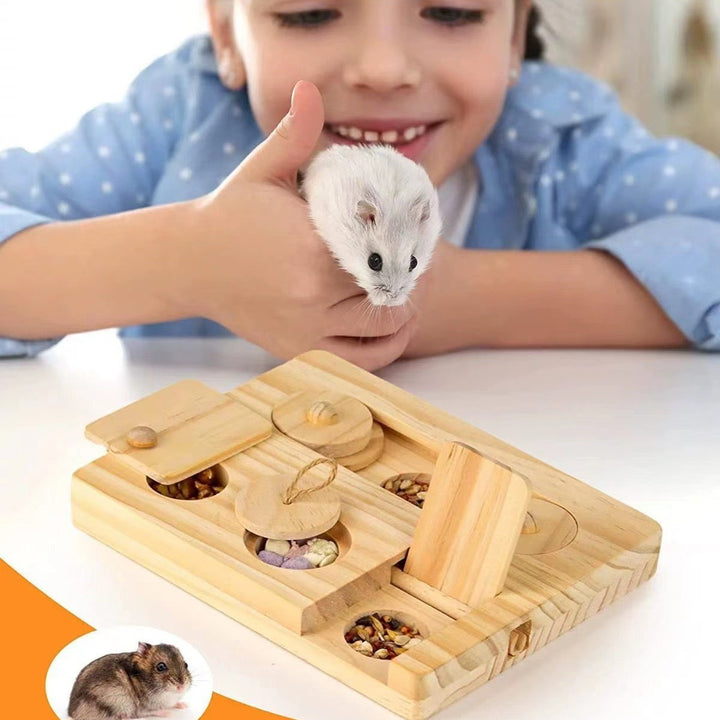 Wooden Hamster Feeder Household Feeding Snack Dispenser