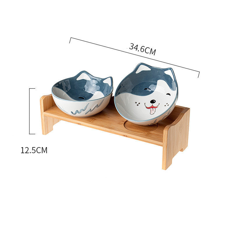 Ceramic Cat Bowl Shelf Protects The Cervical Spine