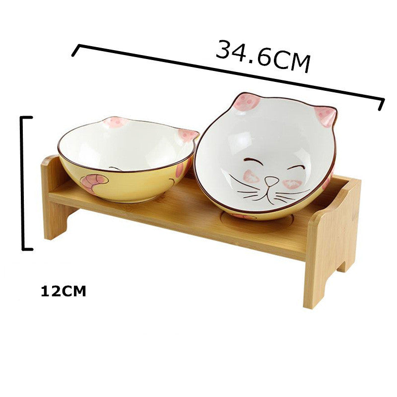 Ceramic Cat Bowl Shelf Protects The Cervical Spine