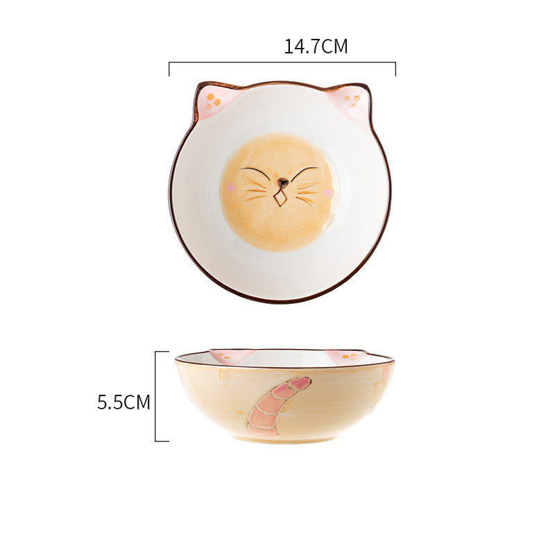 Ceramic Cat Bowl Shelf Protects The Cervical Spine