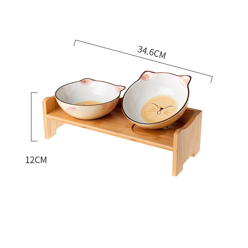 Ceramic Cat Bowl Shelf Protects The Cervical Spine