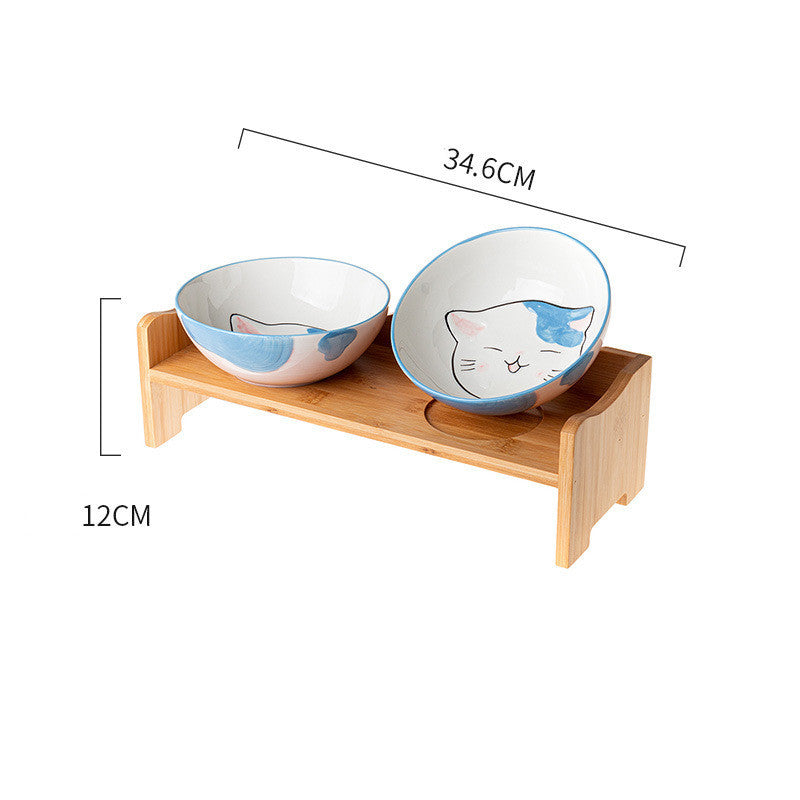 Ceramic Cat Bowl Shelf Protects The Cervical Spine